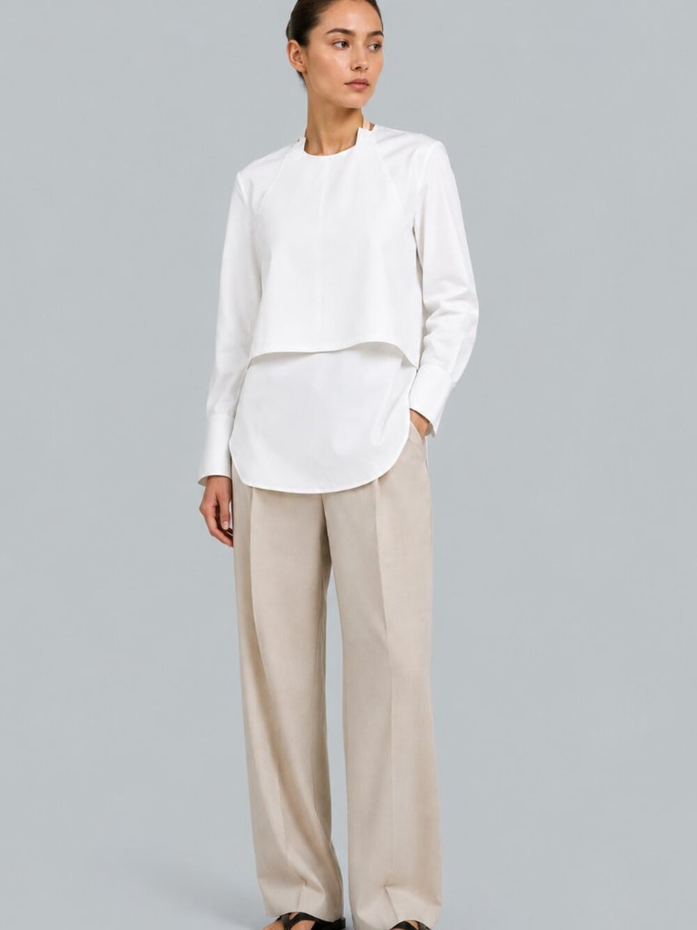 Layered Halter Shirt - White